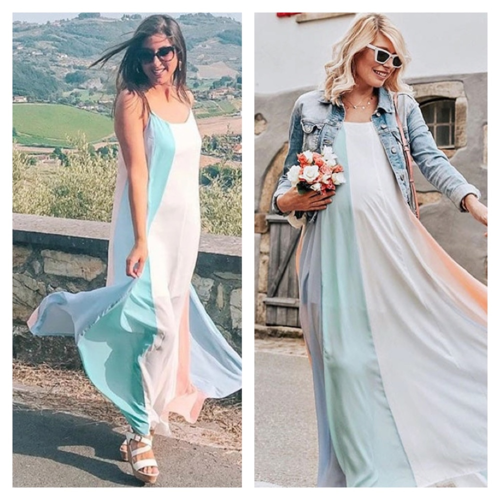 Pastel Color Block A-line Maxi Cami Dress - Picture 6 of 6